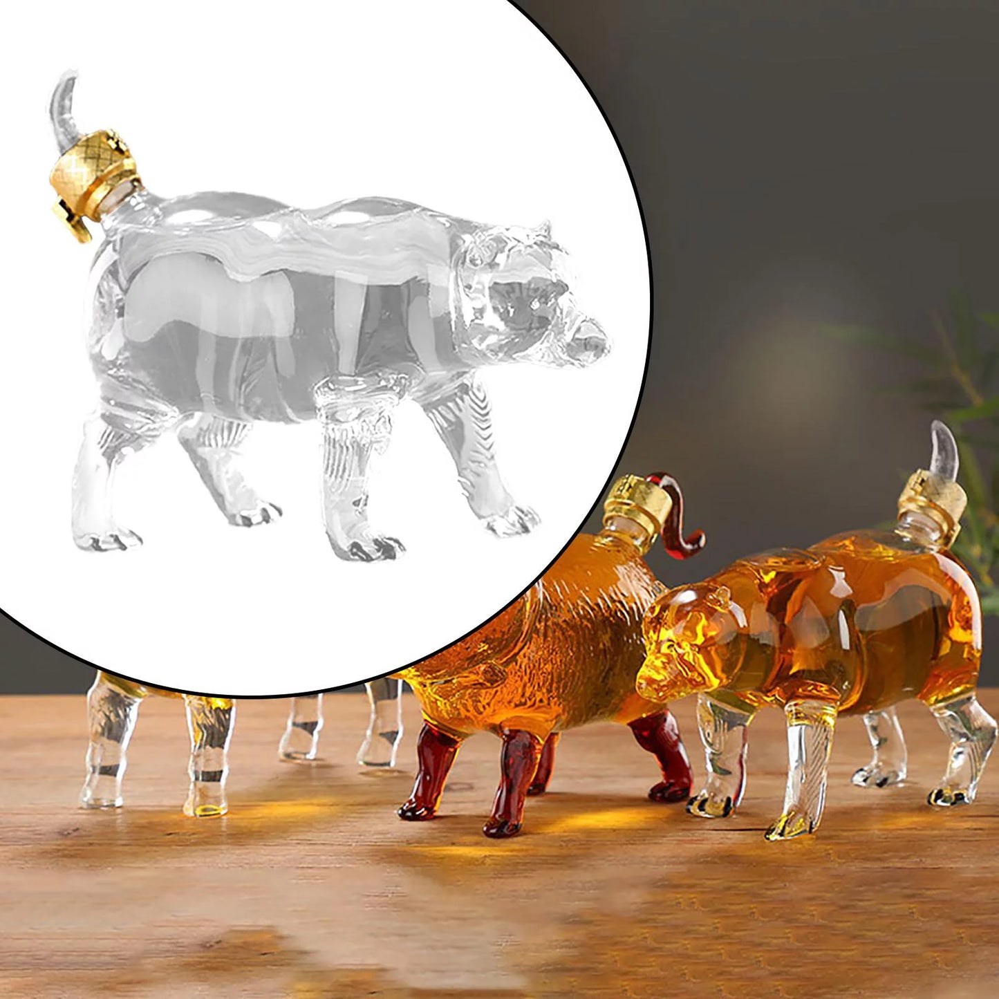 2x Animal Shape Decanter Novelty Decoration