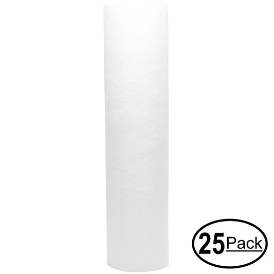 25-Pack Replacement for iSpring HW12 Polypropylene Sediment Filter - Universal 10-inch 5-Micron Cartridge for iSpring 123Filter Slimline Fluid Filter Housing White 10 #HW12 - Denali Pure Brand