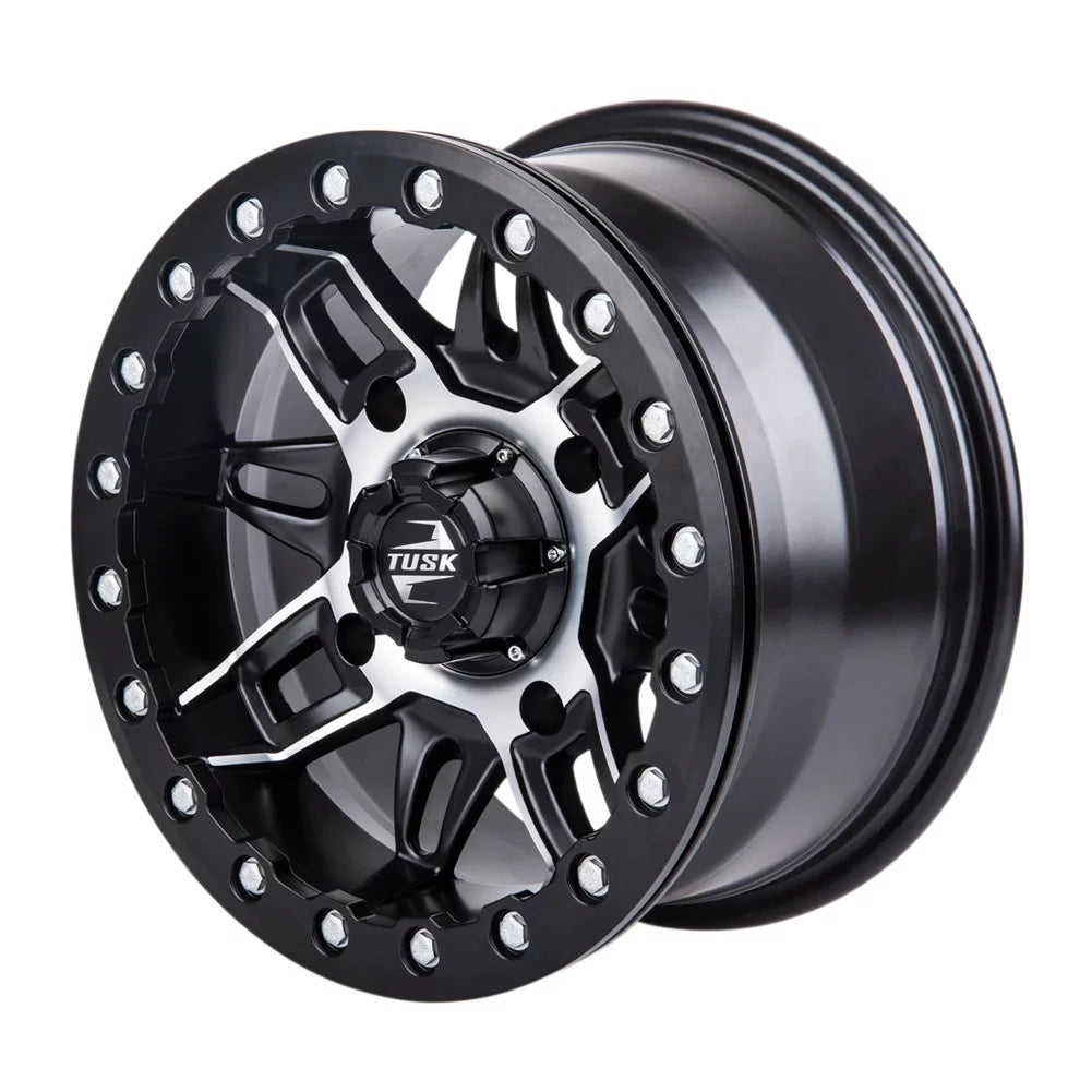 4/156 Tusk Wasatch Beadlock Wheel 14x7 5.0 + 2.0 Machined/Black For YAMAHA Wolverine RMAX 4 1000 R-Spec 2022