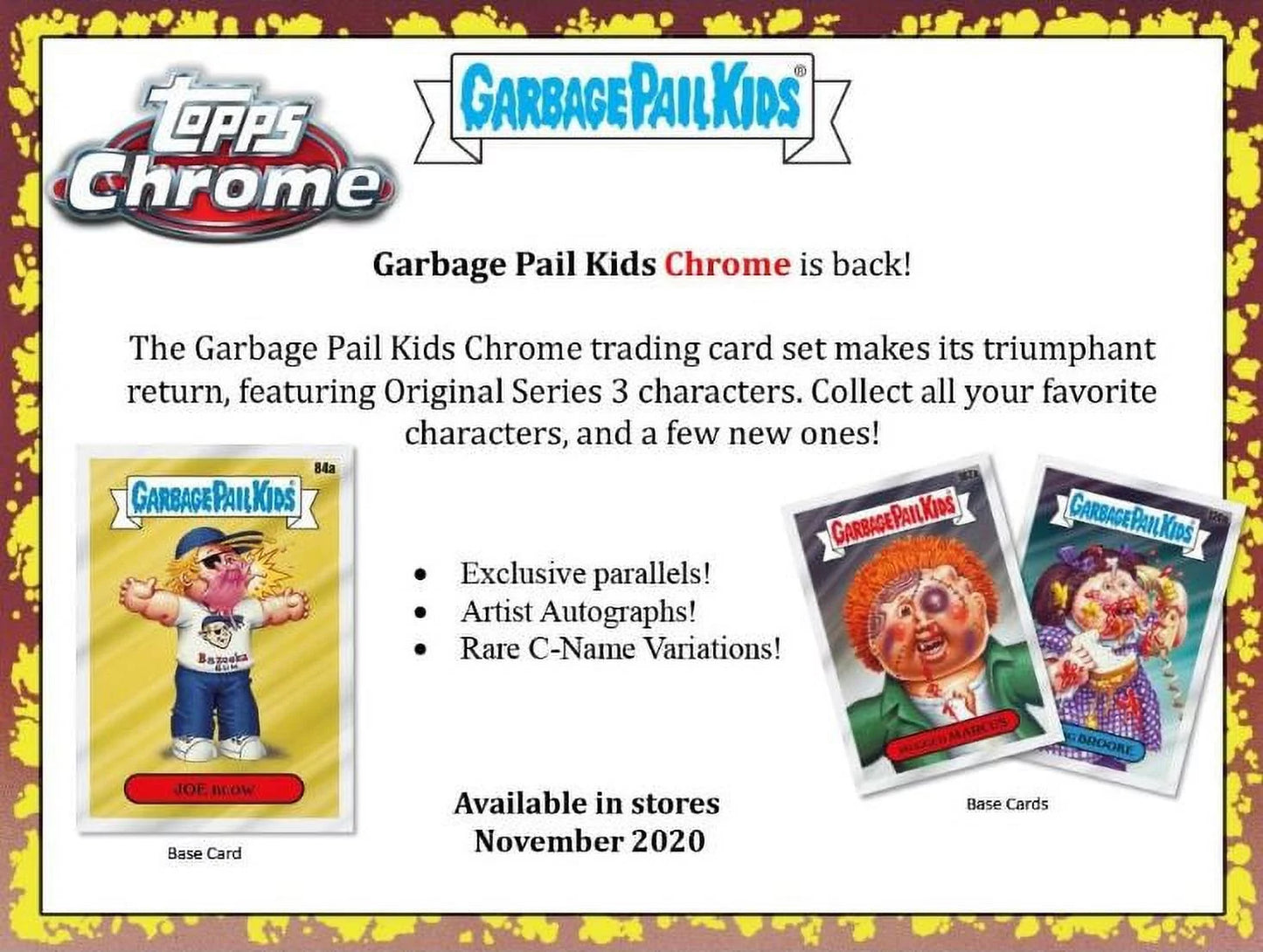 2020 Topps Garbage Pail Kids Chrome Blaster Box- 5 Packs + 1 Bonus Pack