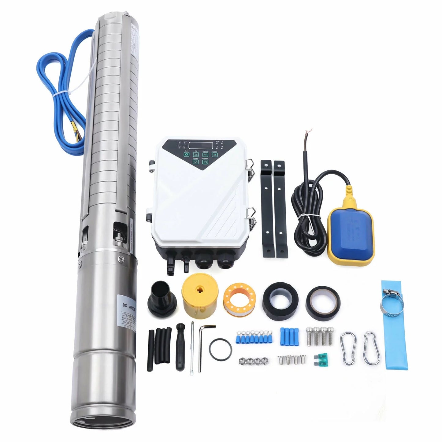 4" 2 110V Solar Liquid Pump Submersible MPPT Controller Kit DC Deep Well Pump