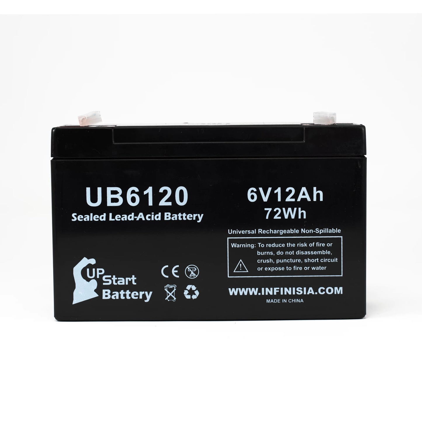 2x Pack - Compatible Tripp-Lite 850 Battery - Replacement UB6120 Universal Sealed Lead Acid Battery (6V, 12Ah, 12000mAh, F1 Terminal, AGM, SLA) - Includes 4 F1 to F2 Terminal Adapters