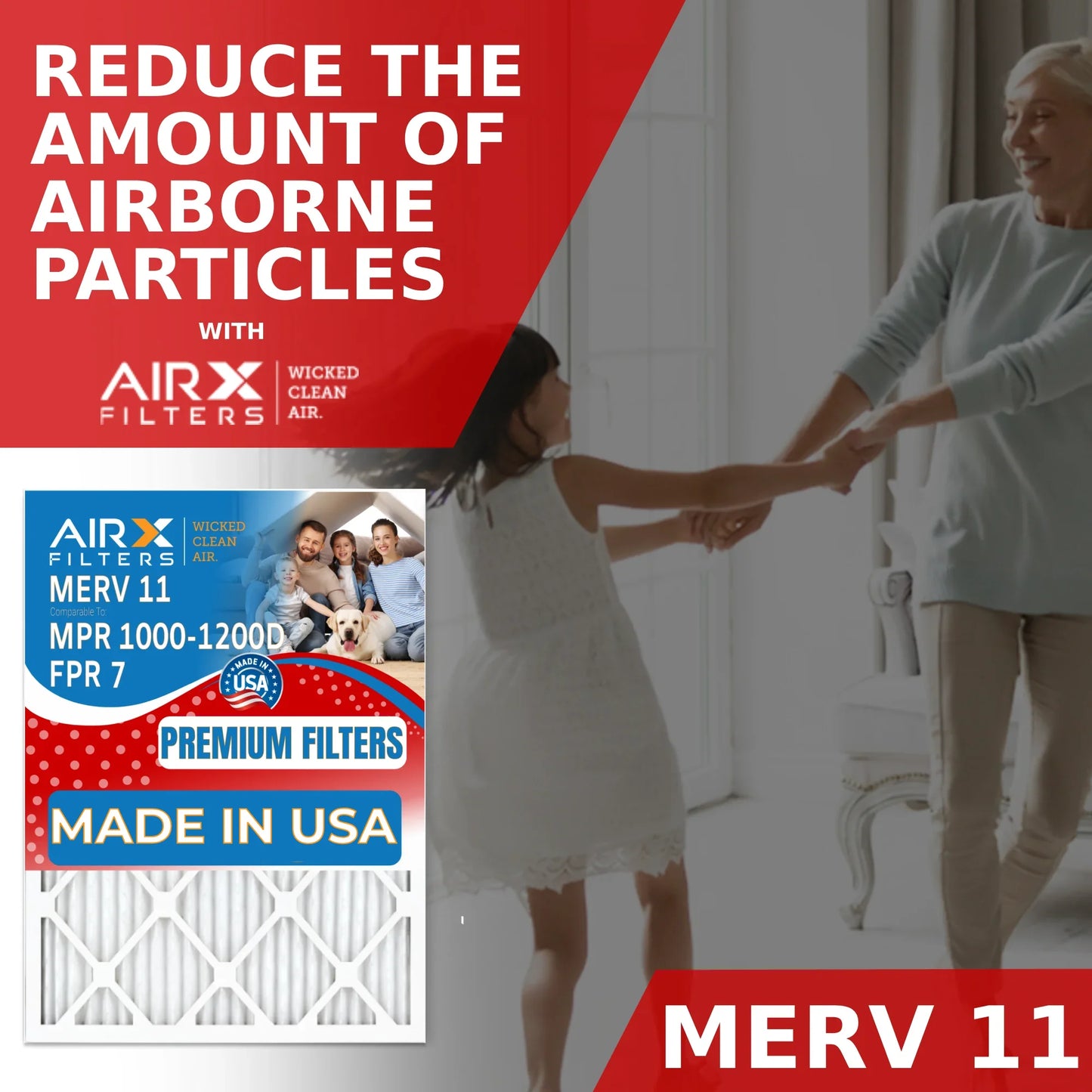 16x28x6 Air Filter MERV 11 Comparable to MPR 1000, MPR 1200 & FPR 7 Compatible with Aprilaire 401 Premium USA Made 16x28x6 Furnace Filter 2 Pack by AIRX FILTERS WICKED CLEAN AIR.