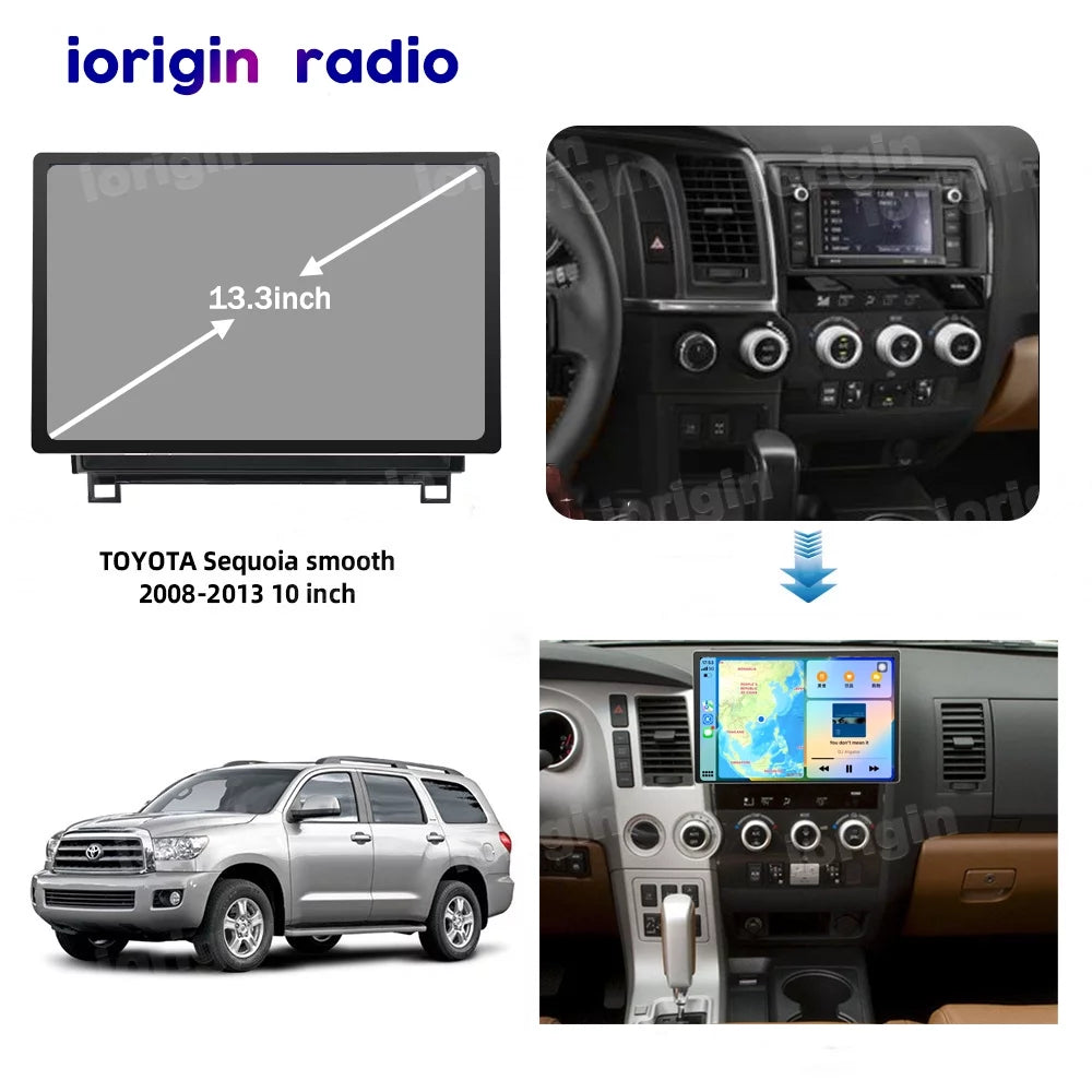 13.3 Inch Car Stereo for Toyota Tundra 2007-2013, Sequoia 2008-2017, Android 12 GPS Navigation with Bluetooth 5.0 FM AM Radio DSP Carplay 4GB 32GB