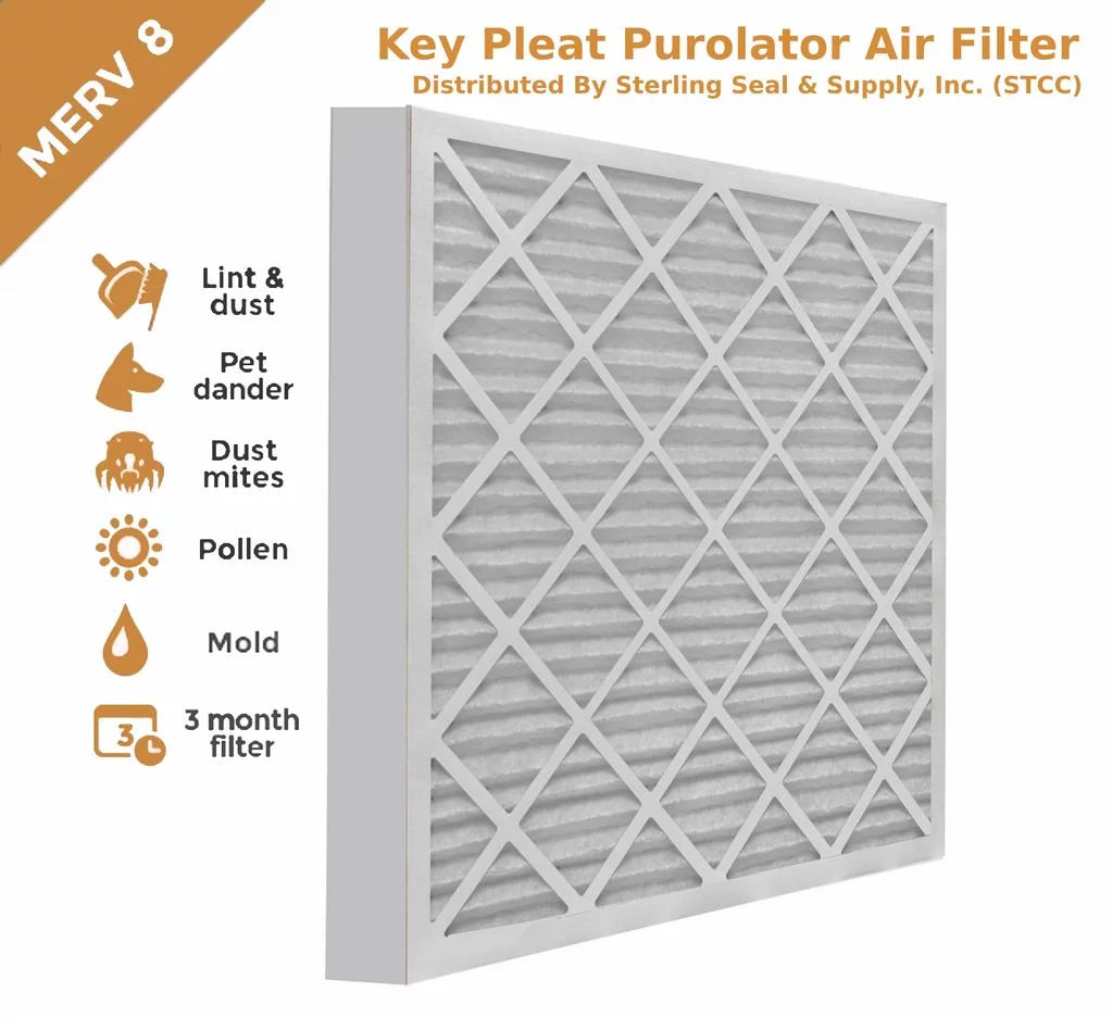 14x20x2 Key Pleat Purolator Air Filter - MERV 8 (6 Pack)