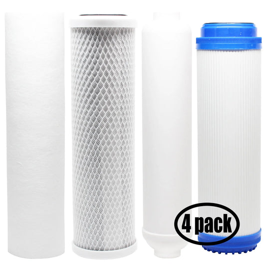 4-Pack Replacement for Filter Kit for Expres Liquid ROALK10DCG RO System - Includes Carbon Block Filter, PP Sediment Filter, GAC Filter & Inline Filter Cartridge - Denali Pure Brand