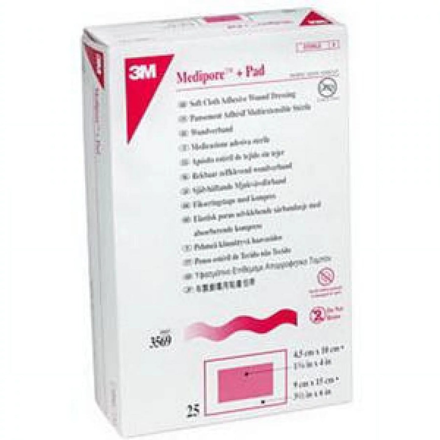 3M Medipore Adhesive Dressing - 3.5 Inches x 8 Inches, White, Sterile, 25 Count