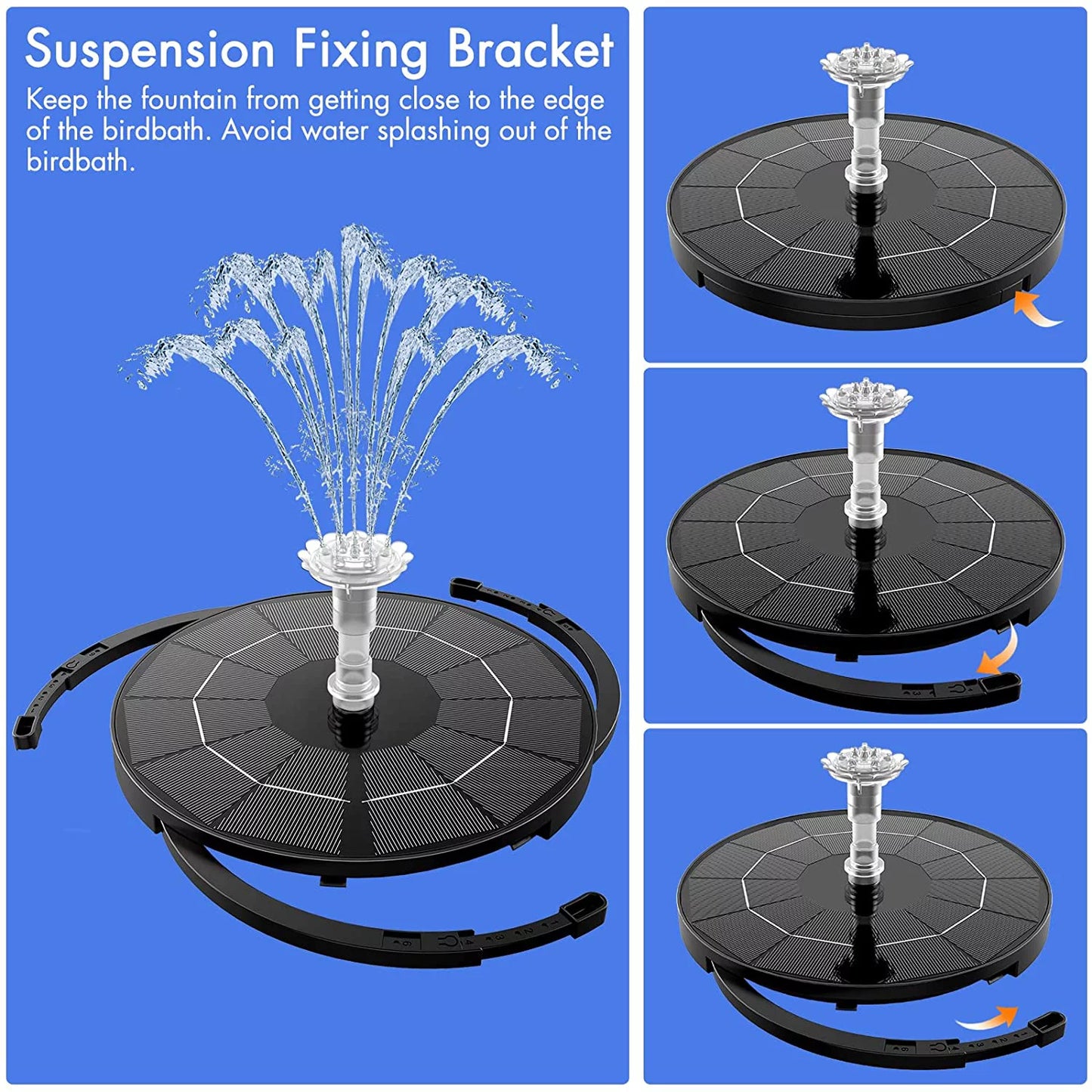 3.5W Solar Fountain Pump for Liquid Feature Outdoor DIY Solar Bird Bath Fountain with Multiple Nozzles, Solar Powered Liquid Fountain for Garden, Ponds, Fish Tank and Aquarium