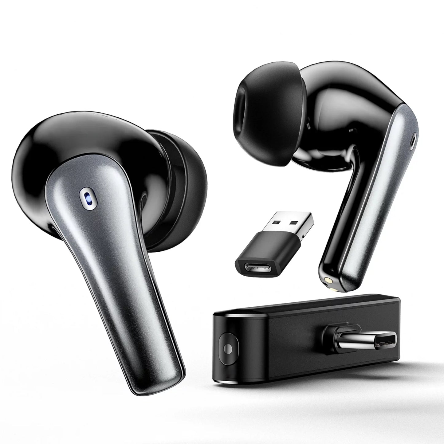 3-In-1 True Wireless Earbuds w/Mic Touch Control VR Gaming Headset, Hi-Fi Stereo Bluetooth 5.2 Headphones with Charging Case for PS4 PS5 Nintendo Switch,Ultra-low Latency,42H Liquid