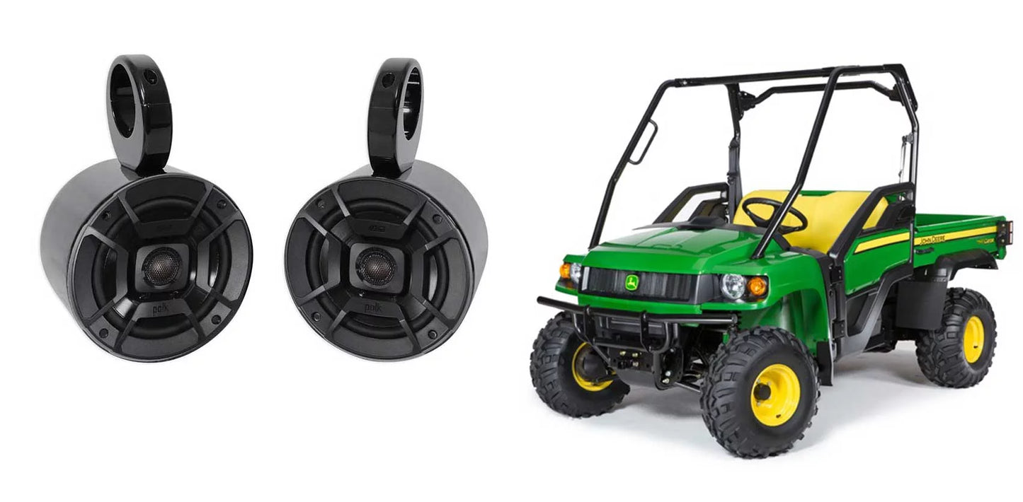 2) Polk Audio 5.25" 600 Watt Rollbar Tower Speakers For John Deere Gator XUV/RSX