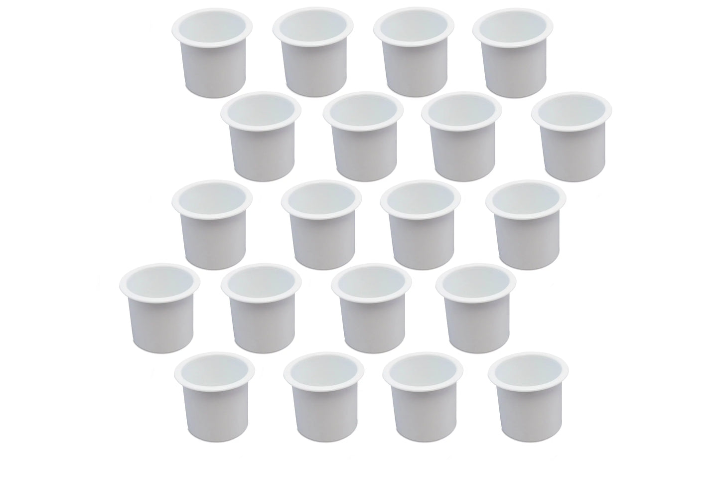 20 Cup Holder Plastic Pocket Recessed Drop In Insert Universal for Boat RV Car Truck Sofa Game Table Marine Pontoon Motorhome Camper White