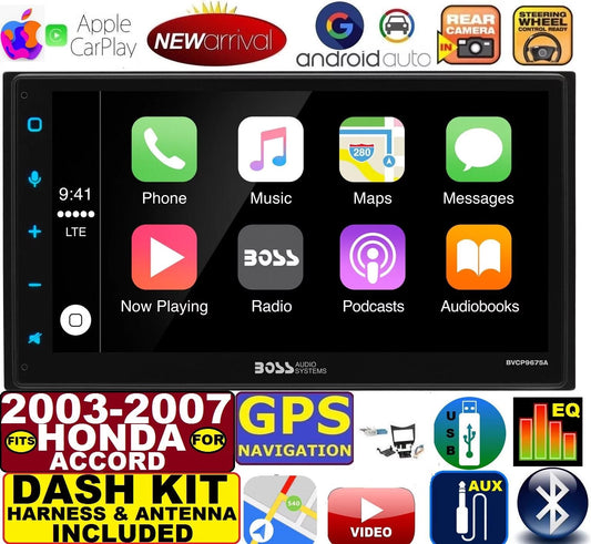 2003-07 HONDA ACCORD NAVIGATION CARPLAY ANDROID AUTO BLUETOOTH USB AUX CD/DVD CAR RADIO STEREO