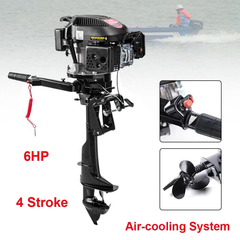 6 4-Stroke Heavy Duty Outboard Motor Fishing Boat Engine Air Cooling System