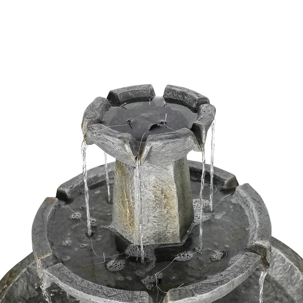 3 Tier Freestanding Liquid Fountain, 43.3in H Outdoor Fountain with Bird Bath Decor for Garden Patio Backyard Deck Home Lawn Porch