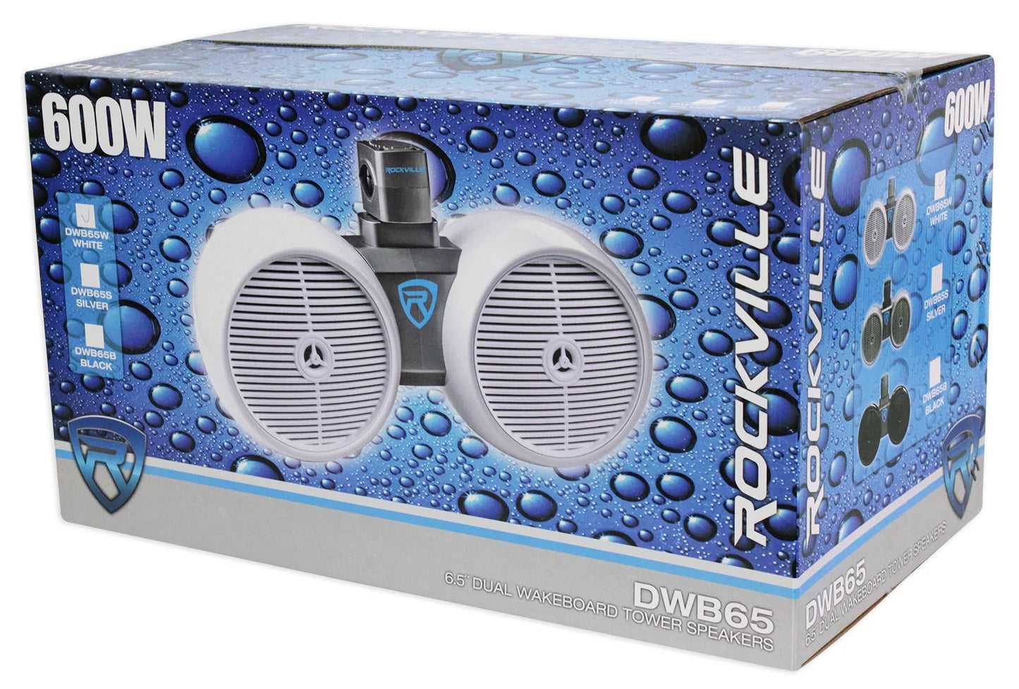 2) Rockville DWB65W Dual 6.5" White 1200w Marine Wakeboard Tower Speaker Systems