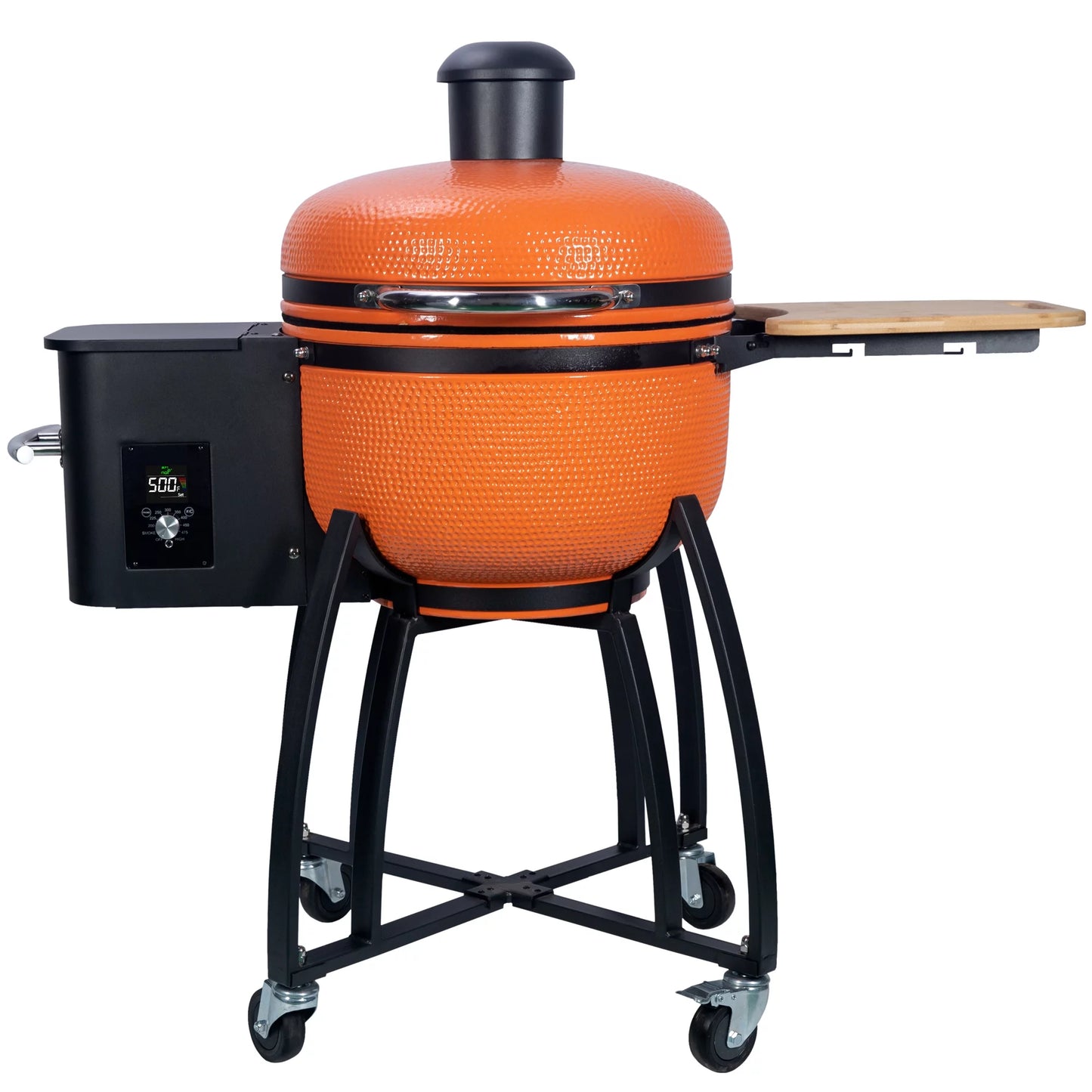 24 "Ceramic Pellet Grill with 19.6" diameter Gridiron Double Ceramic Liner 4-in-1 Smoked Roasted BBQ Pan-roasted for Outdoors Patio,Orange