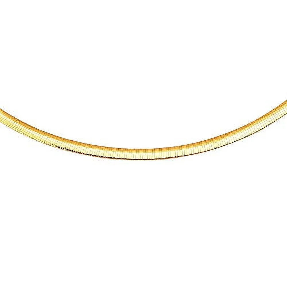 14K Yellow Gold And Sterling Silver 2-Tone Gold Reversible 5mm Domed Omega Chain 18 Inches