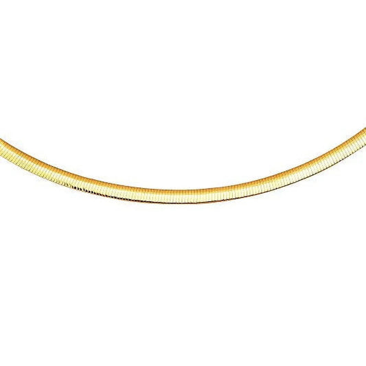 14K Yellow Gold And Sterling Silver 2-Tone Gold Reversible 5mm Domed Omega Chain 18 Inches