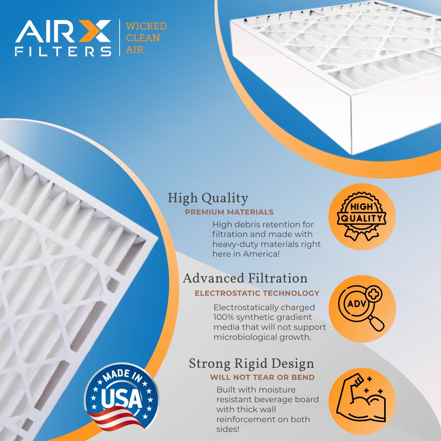 20x20x5 Air Filter MERV 11 Comparable to MPR 1000, MPR 1200 & FPR 7 Compatible with Goodman / Amana M2-1056 Premium USA Made 20x20x5 Furnace Filter 2 Pack by AIRX FILTERS WICKED CLEAN AIR.