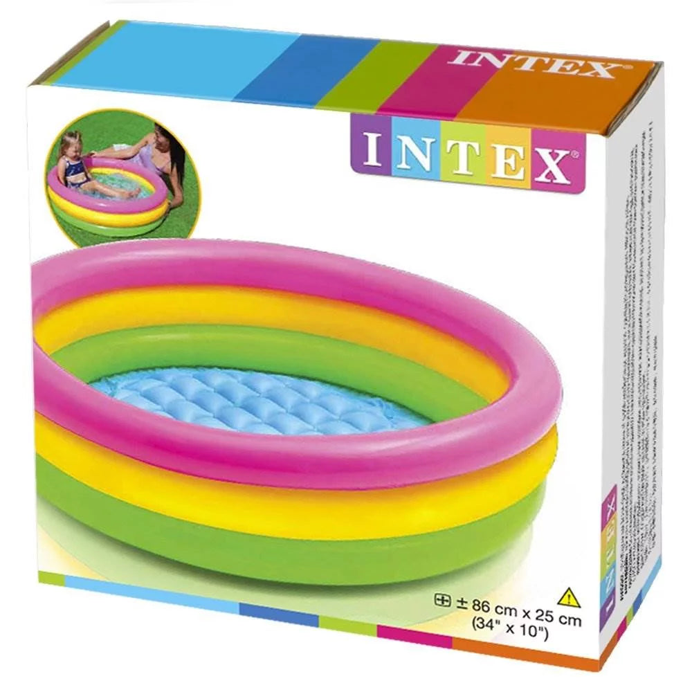 3 Intex Sunset Glow Inflatable Colorful Baby Swimming Pool, Multicolored