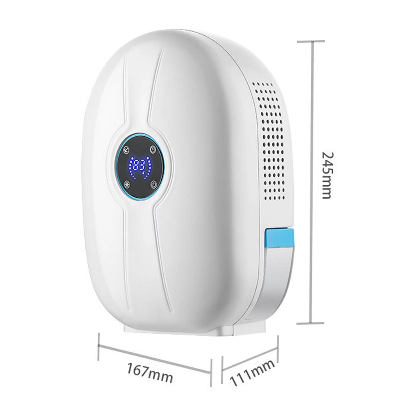 500ml Mini Dehumidifier Dryer Portable for Home Car Office LCD Display Quietly White W/ Remote