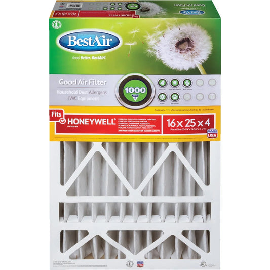 1 PK, BestAir 16 In. x 25 In. x 4 In. Honeywell MERV 8 Deep Pleat Furnace Filter