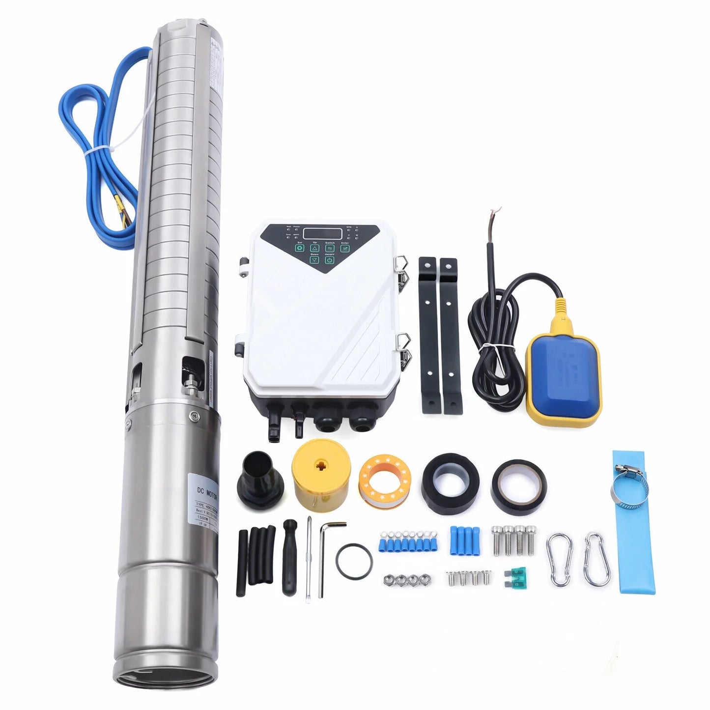 4" 2 110V Solar Liquid Pump Submersible MPPT Controller Kit DC Deep Well Pump