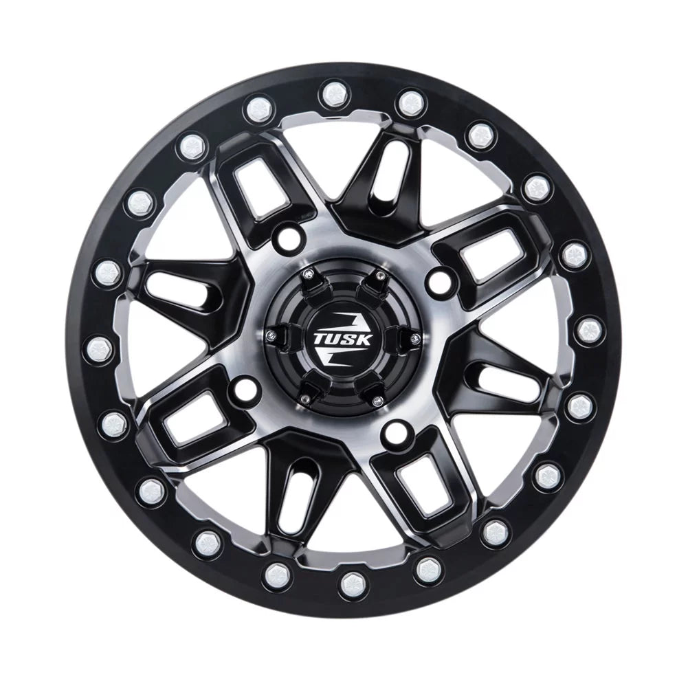 4/156 Tusk Wasatch Beadlock Wheel 14x7 5.0 + 2.0 Machined/Black For YAMAHA Wolverine RMAX 4 1000 R-Spec 2022