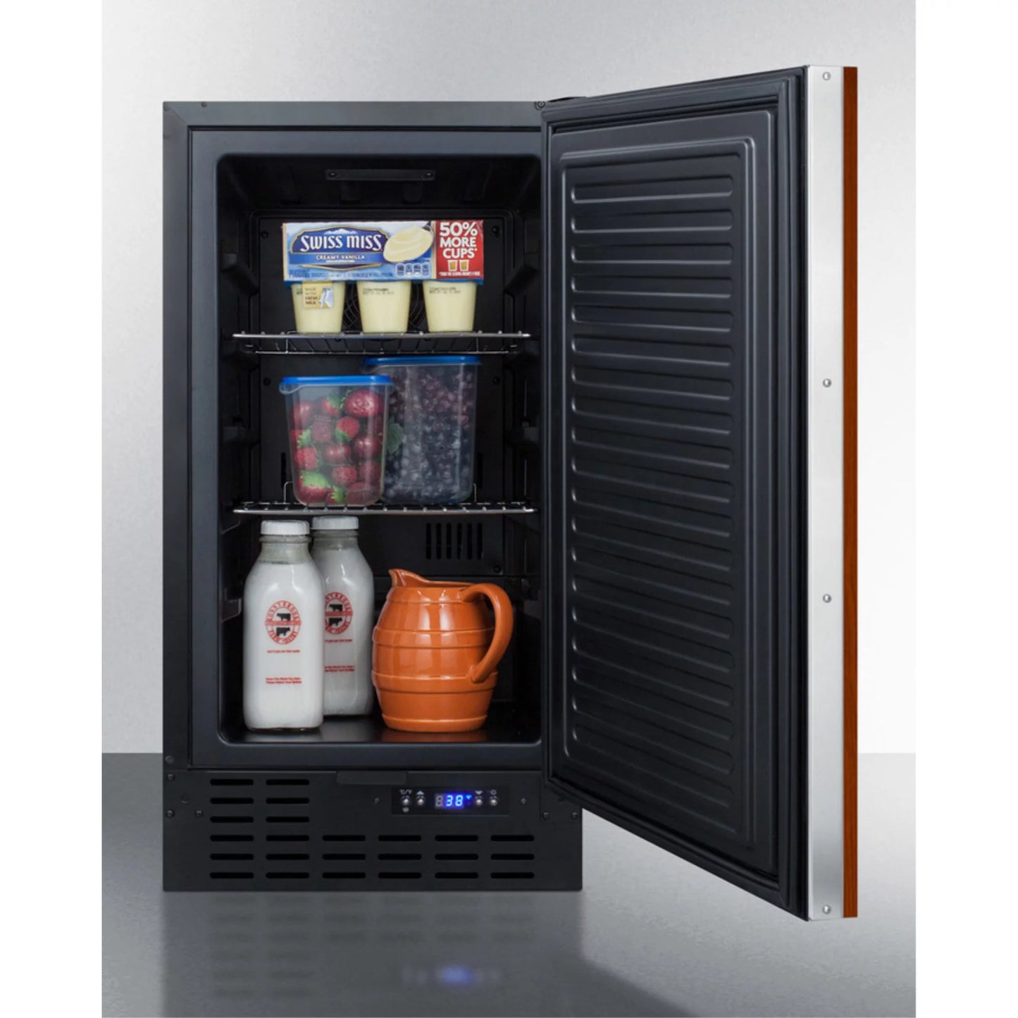 18" wide ADA compliant built-in undercounter all-refrigerator with a panel-ready door, digital thermostat and front lock