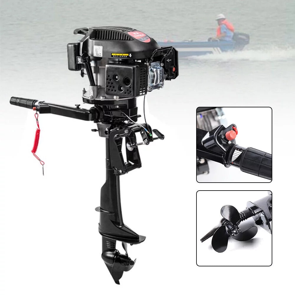 6 4-Stroke Heavy Duty Outboard Motor Fishing Boat Engine Air Cooling System