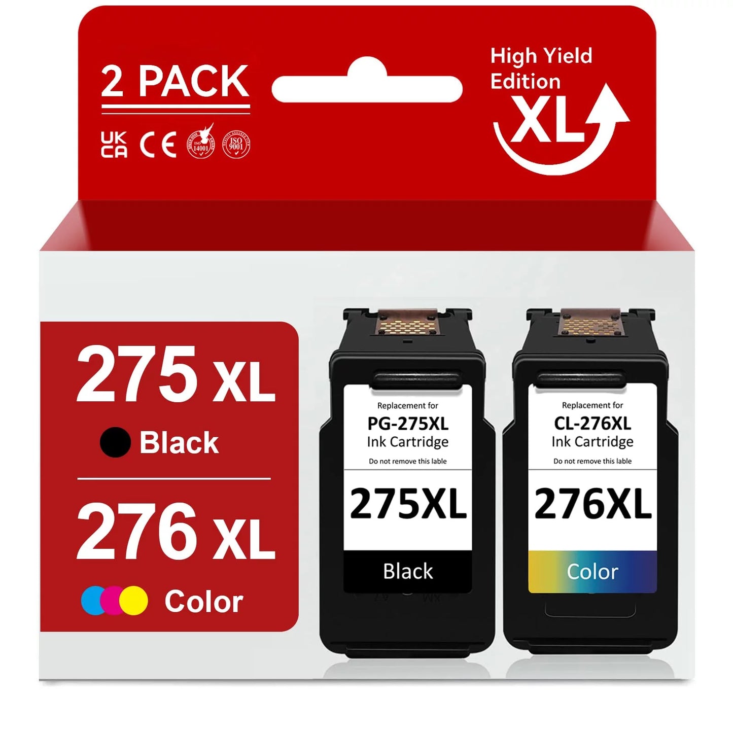 275XL 276XL Ink Cartridge for Ink 275 and 276 PG-275 XL CL-276 XL High Capacity Combo Pack Compatible with PIXMA TS3500 TS3520 TS3522 TR4700 TR4720 TR4722 Printer (1 Black, 1 Tri-Color)