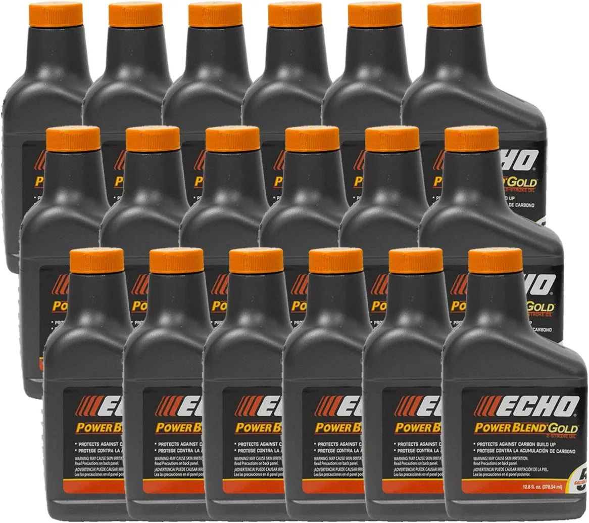 24 Pack of Echo PowerBlend Gold 2-Stroke Engine Oil 12.8 oz Bottle 50:1 Mix for 5 Gallons 6450005GDS-2PK