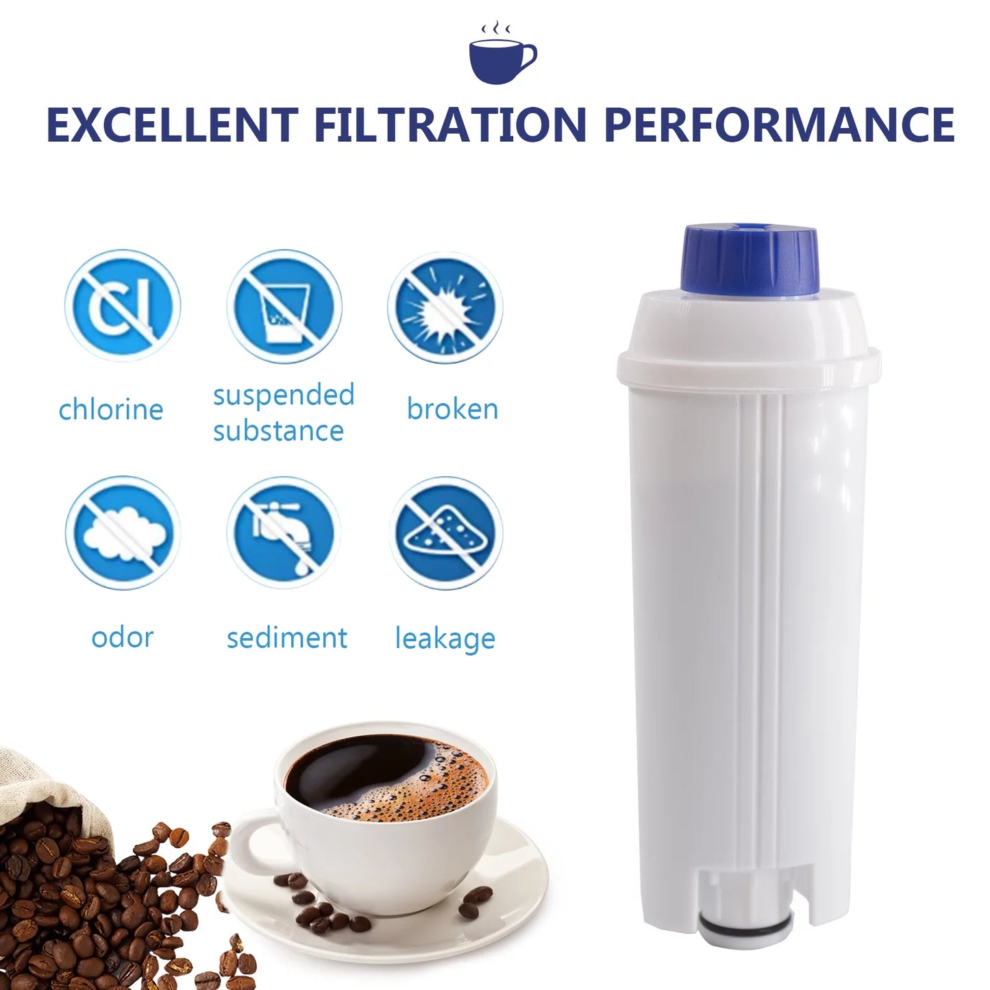 4Pcs Coffee Replacement Filter Cartridge Replacement Filter Coffee Filter Compatible with Delonghi DSL C002 Maker Machine Coffee Machine Accessory Fluid Filter for Coffee Maker