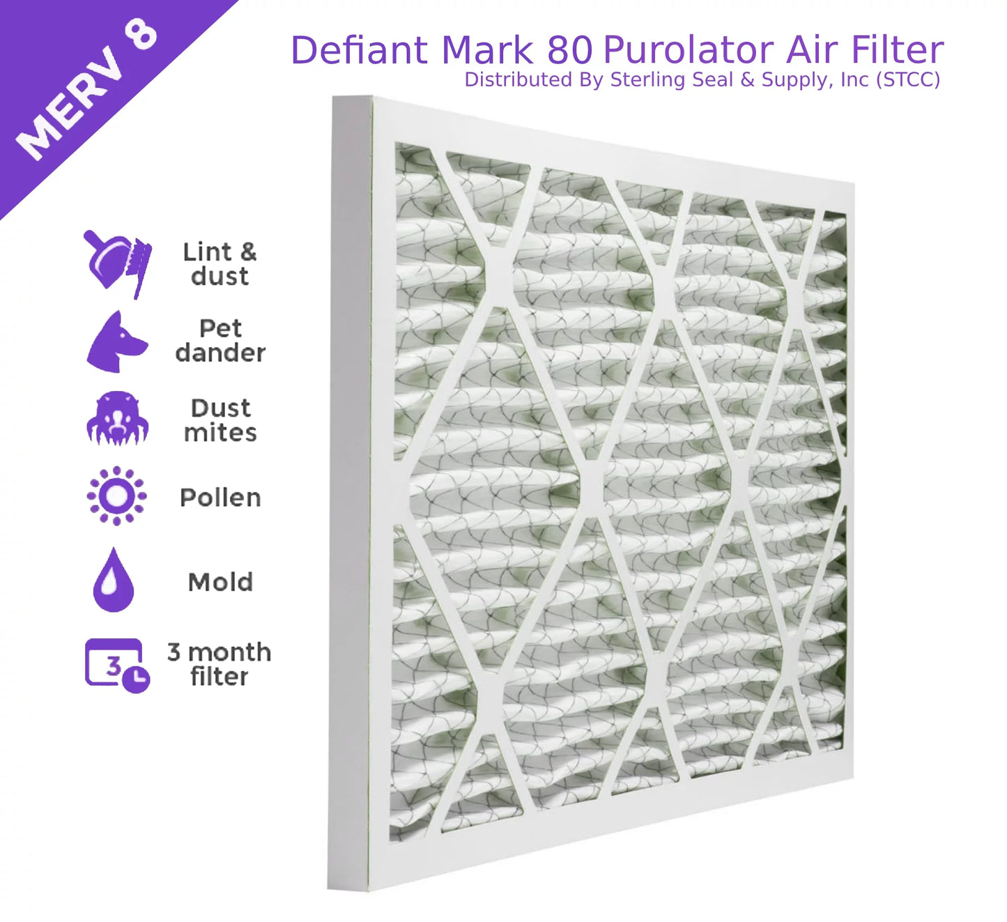 18x22x1, Purolator DMK80 Extended Surface Pleated Air Filter, Mechanical MERV 8, (6 Pack)