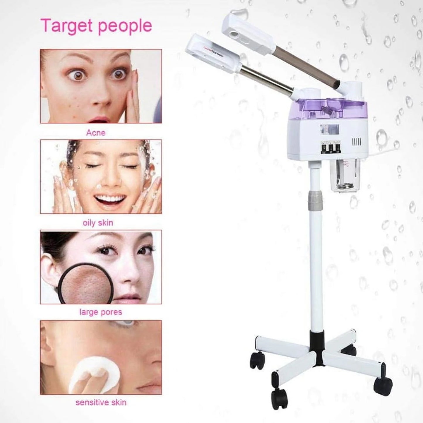 2 in 1 Hot and Cold Spray Machine Facial Steamer Home Spa Ozone Steaming Ion Sparyer Skin Care Beauty Device 110/220V EU/US Plug