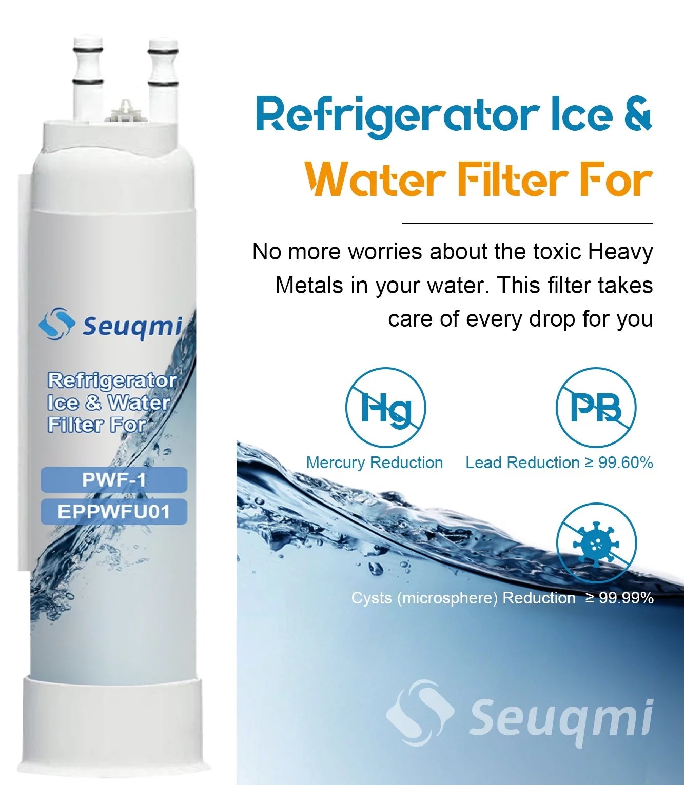 2Pack Seuqmi brand Fluid and ice filters are compatible with Frigidaire®PurePour PWF-1 FPPWFU01