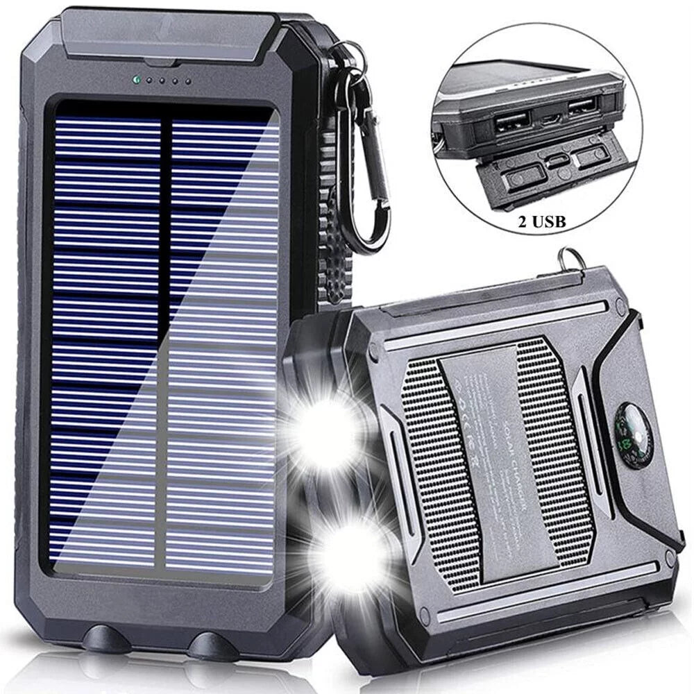 500000mAh Dual USB External Solar Power Bank LED Battery Charger for Cell Phone