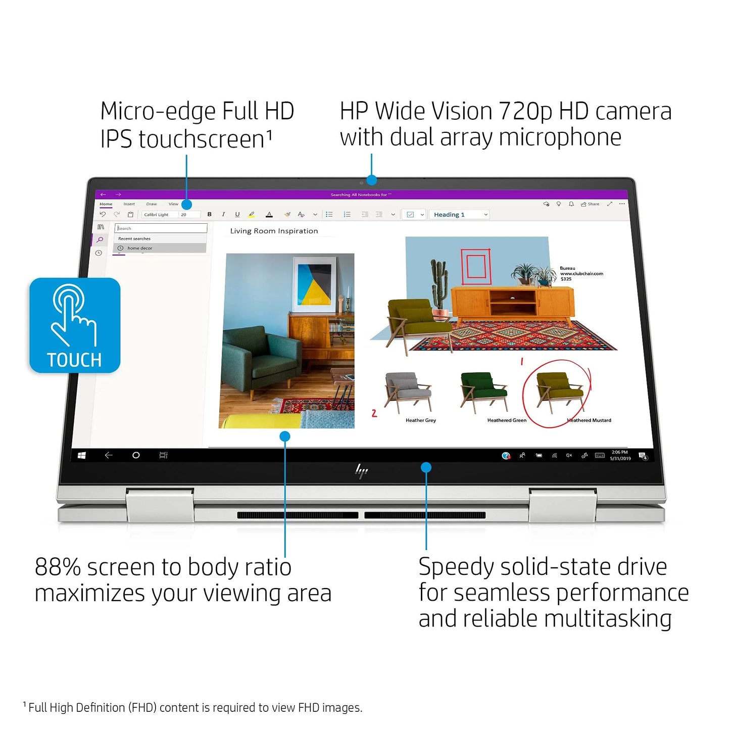 2021 Envy 2-in-1 Portable computer 15.6 inch FHD Monitor 11th Gen i5-1135G7 Iris Xe Graphics 16GB DDR4 1TB NVMe SSD WI-FI 6 Win 10 Home Fingerprint Backlit Keyboard w/ 32GB USB