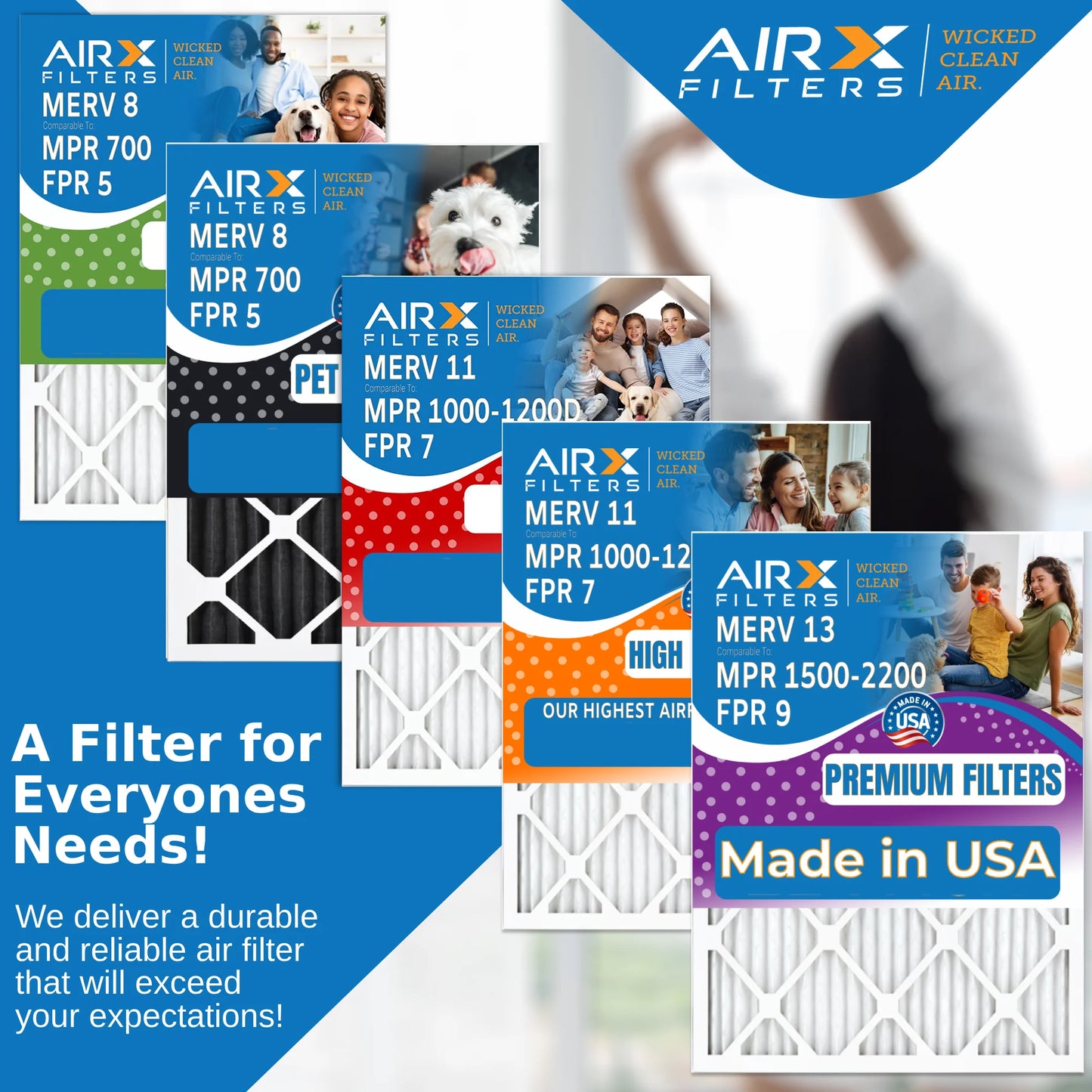 20x20x5 Air Filter MERV 11 Comparable to MPR 1000, MPR 1200 & FPR 7 Compatible with Goodman / Amana M2-1056 Premium USA Made 20x20x5 Furnace Filter 2 Pack by AIRX FILTERS WICKED CLEAN AIR.