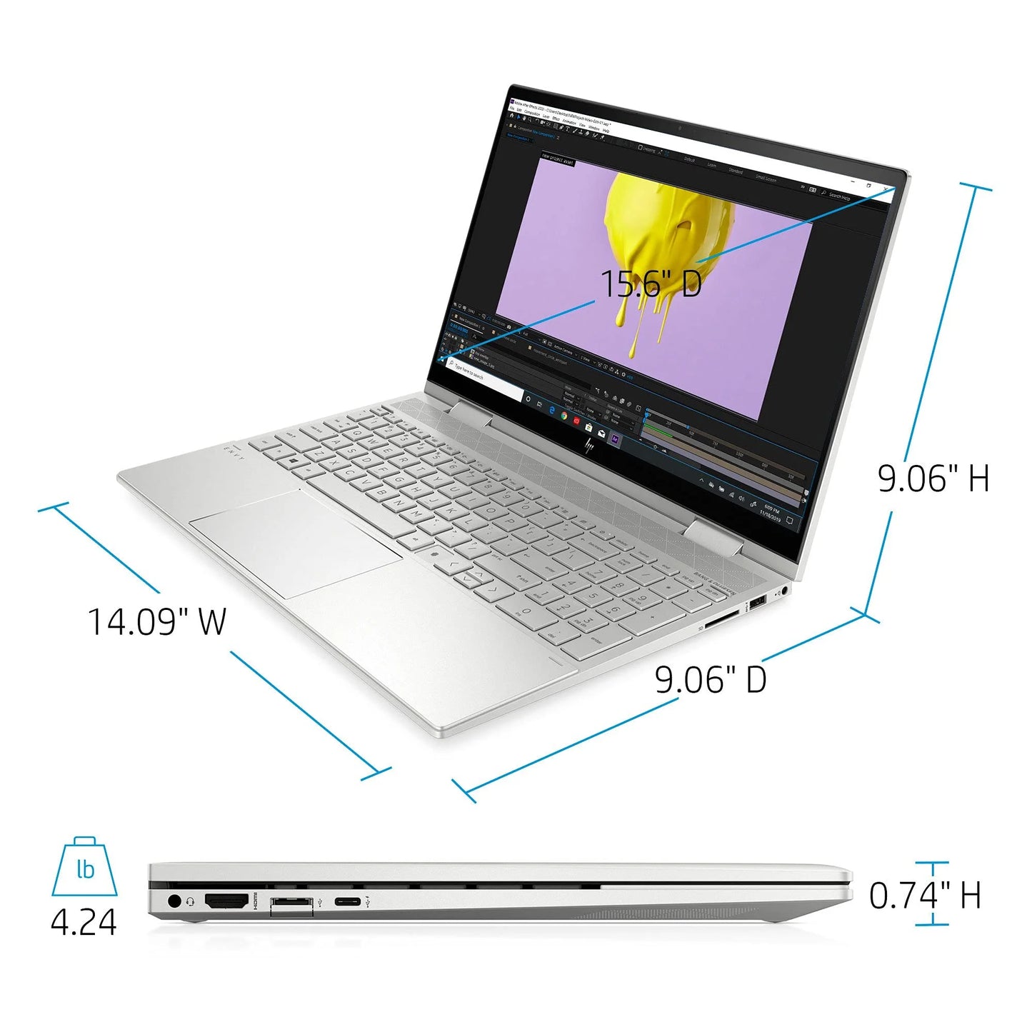 2021 Envy 2-in-1 Portable computer 15.6 inch FHD Monitor 11th Gen i5-1135G7 Iris Xe Graphics 16GB DDR4 1TB NVMe SSD WI-FI 6 Win 10 Home Fingerprint Backlit Keyboard w/ 32GB USB