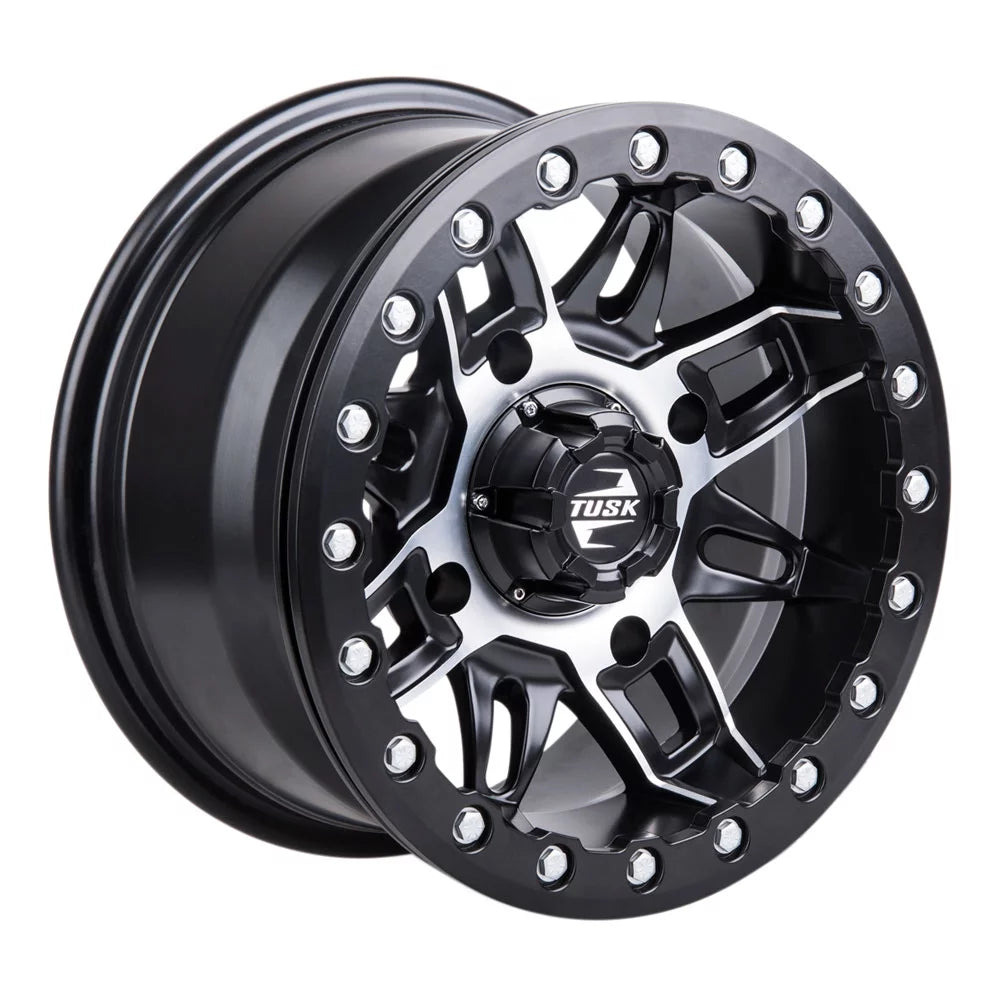 4/156 Tusk Wasatch Beadlock Wheel 14x7 5.0 + 2.0 Machined/Black For YAMAHA Wolverine RMAX 4 1000 R-Spec 2022