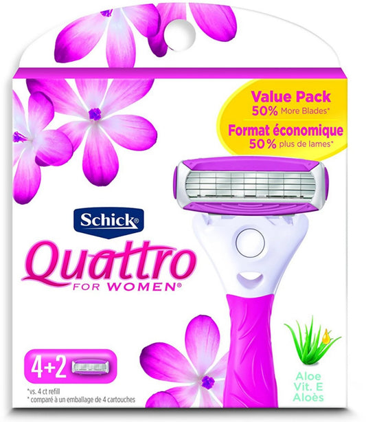 6 Pack - Schick Quattro Ultra Smooth Razor Blade Refills for Women 6 ea