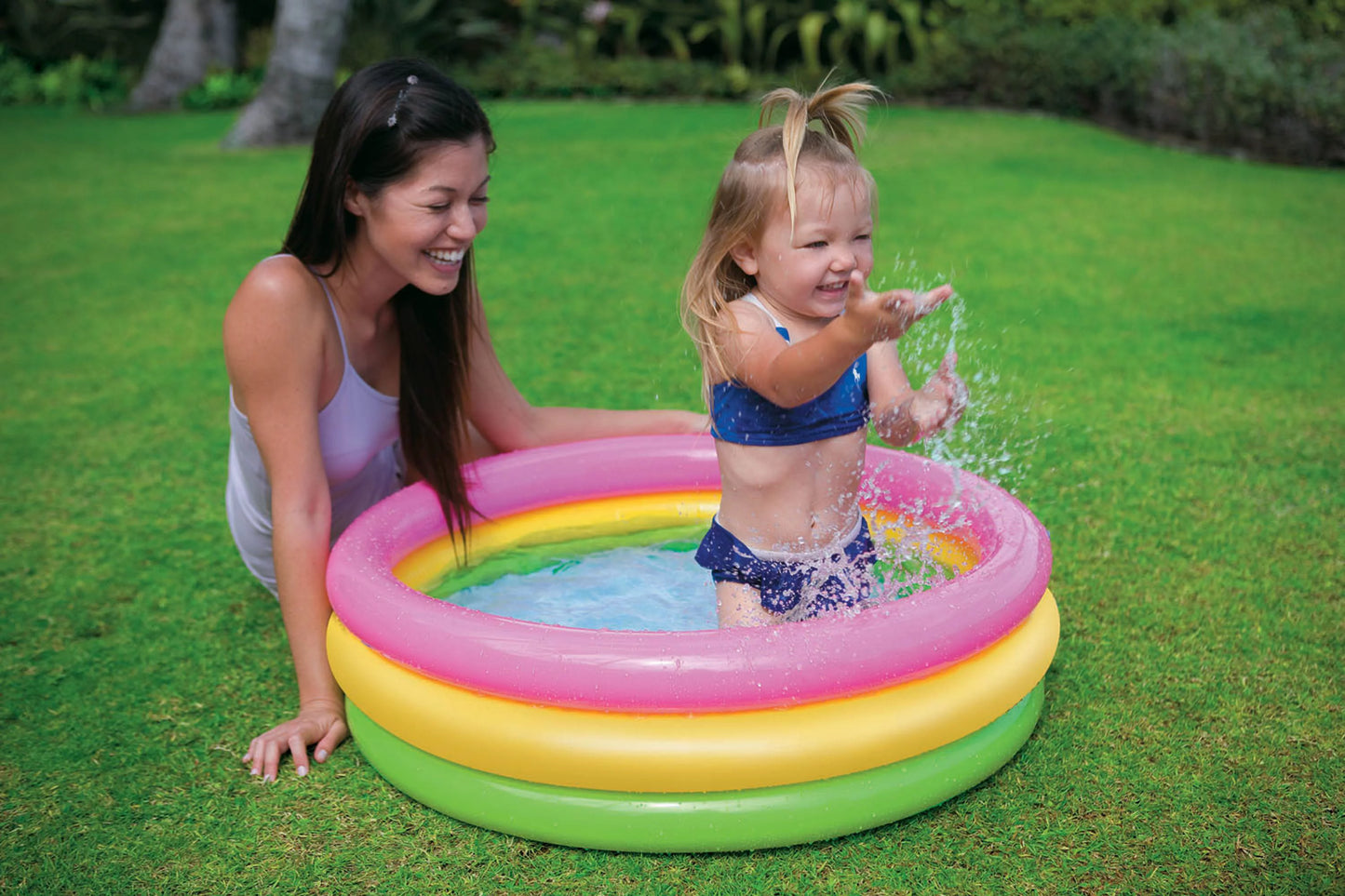 3 Intex Sunset Glow Inflatable Colorful Baby Swimming Pool, Multicolored