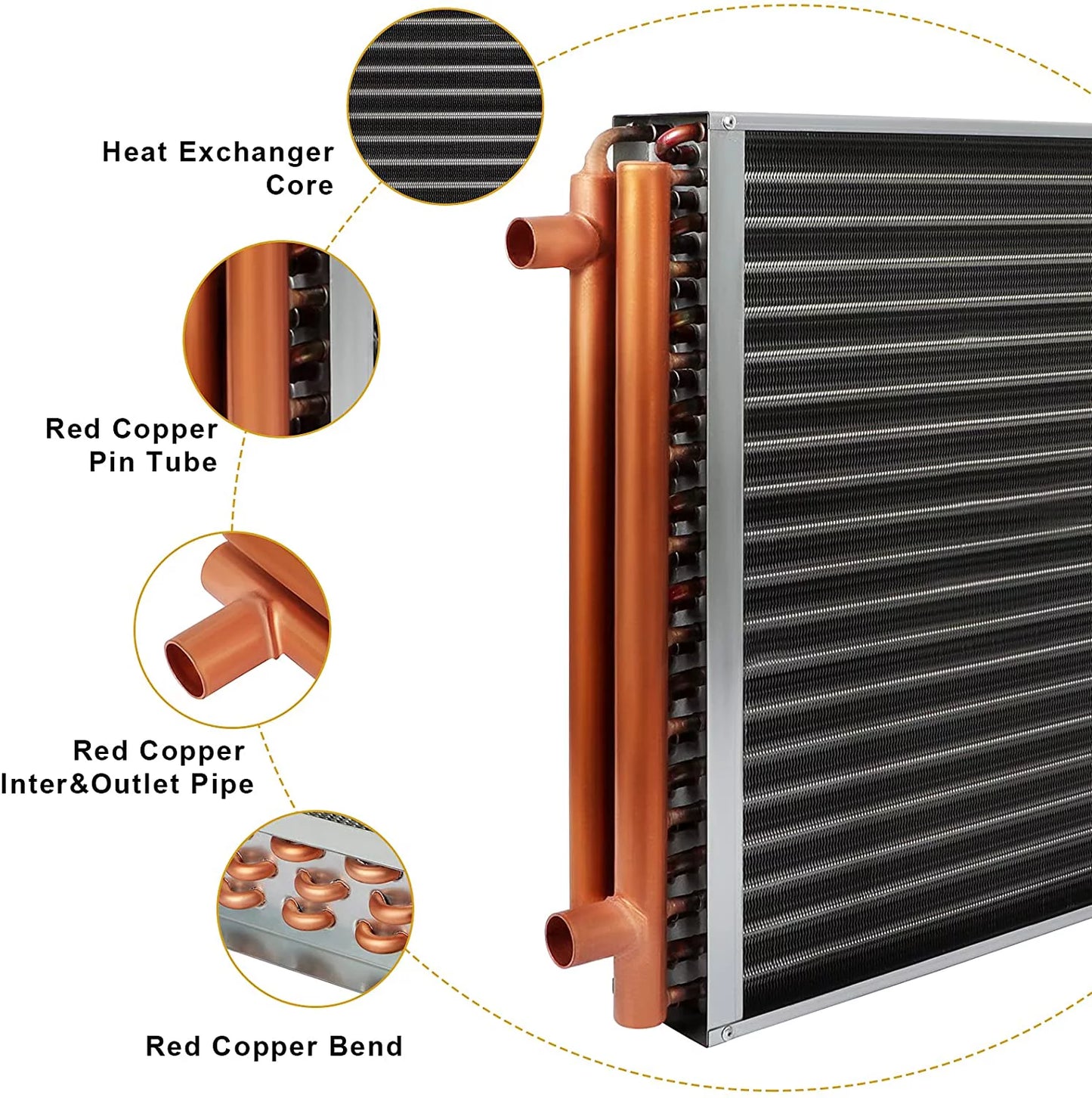 20" x 20" Liquid to Air Heat Exchanger with 1" Metal Ports Perfectly with Outdoor Furnace Ideal for Residential HVAC System