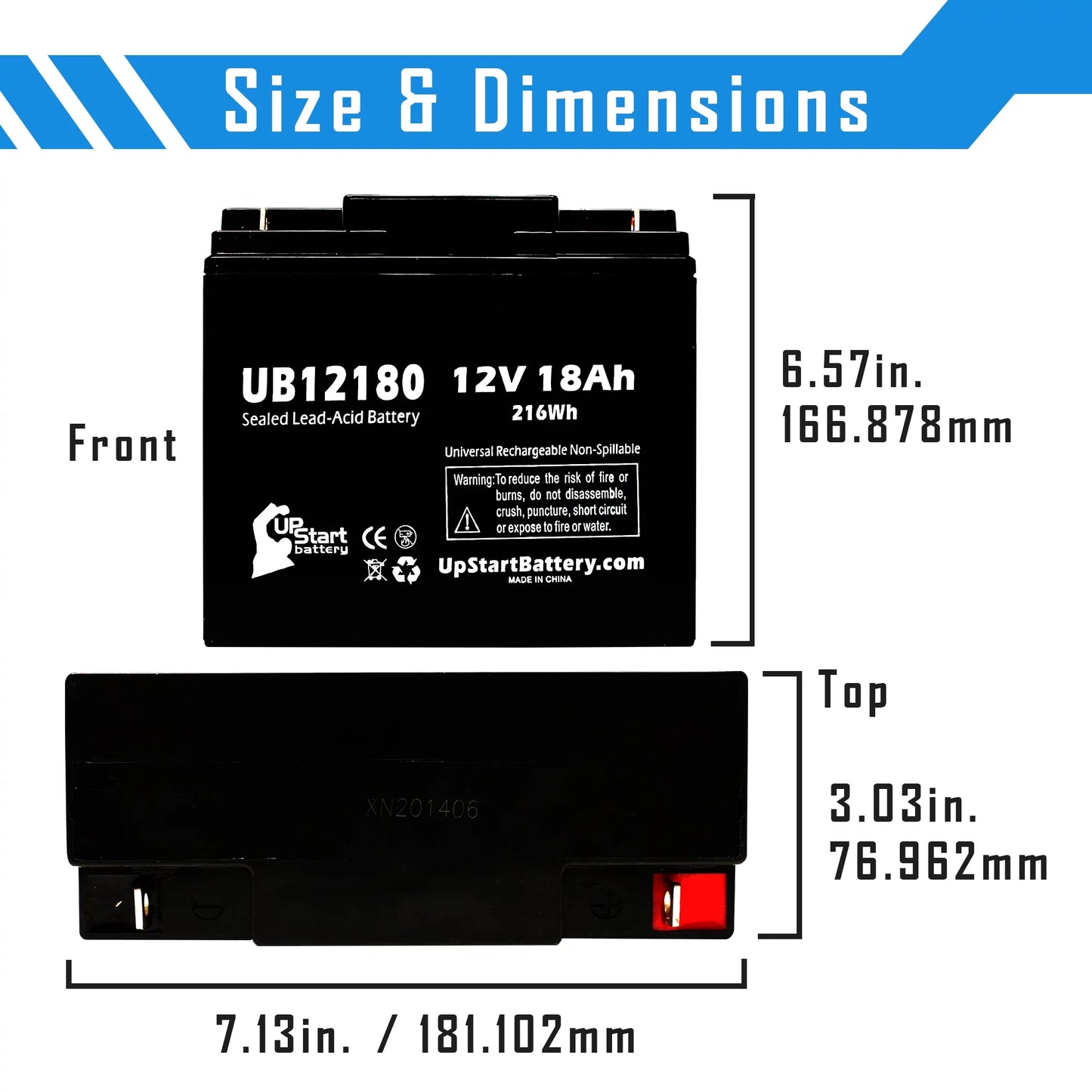 5x Pack - Compatible EAGLE PICHER BATTERIES CF12V18 Battery - Replacement UB12180 Universal Sealed Lead Acid Battery (12V, 18Ah, 18000mAh, T4 Terminal, AGM, SLA)