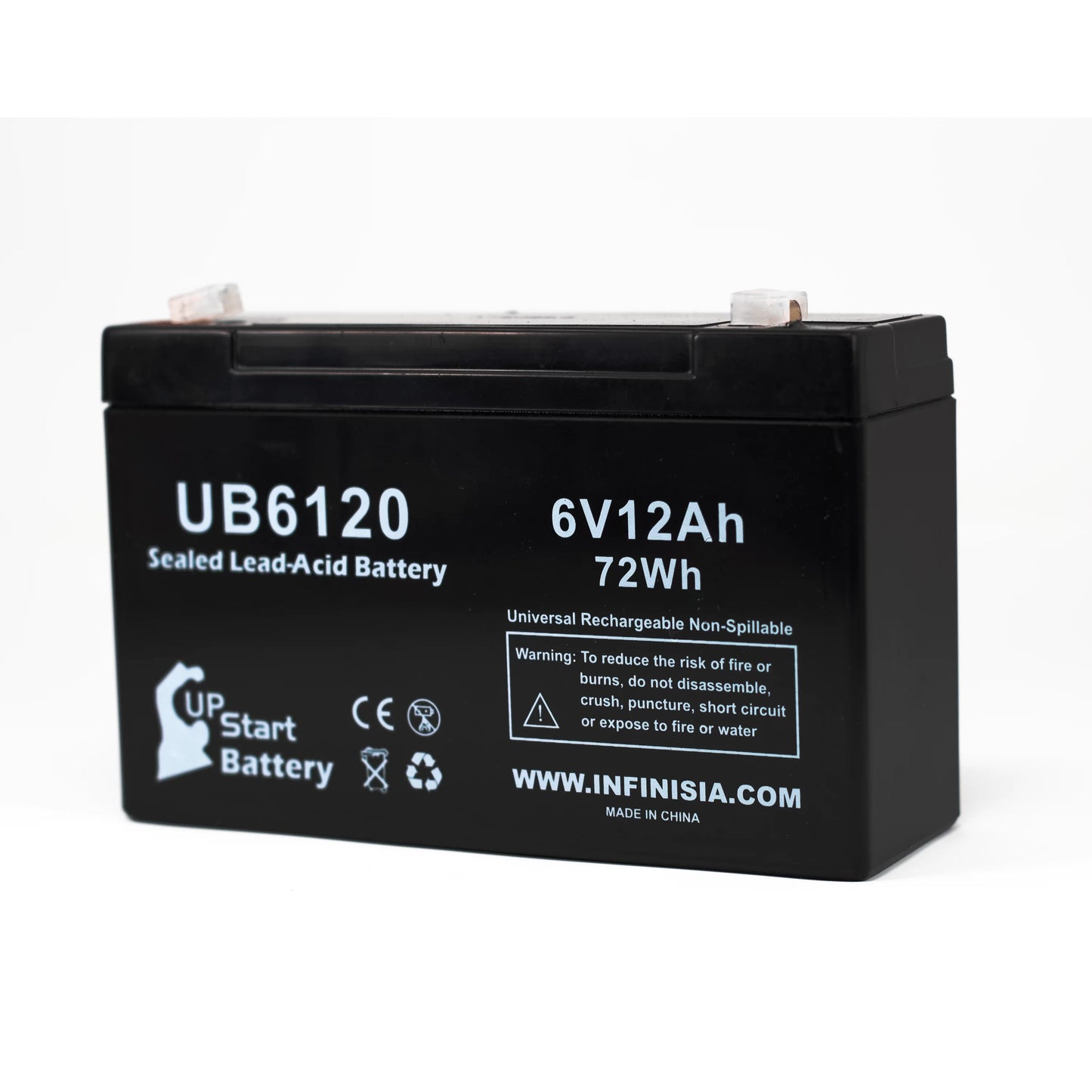 2x Pack - Compatible Tripp-Lite 850 Battery - Replacement UB6120 Universal Sealed Lead Acid Battery (6V, 12Ah, 12000mAh, F1 Terminal, AGM, SLA) - Includes 4 F1 to F2 Terminal Adapters