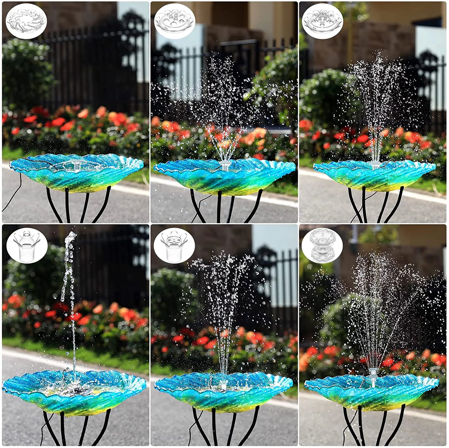 3.5W Solar Fountain Pump for Liquid Feature Outdoor DIY Solar Bird Bath Fountain with Multiple Nozzles, Solar Powered Liquid Fountain for Garden, Ponds, Fish Tank and Aquarium