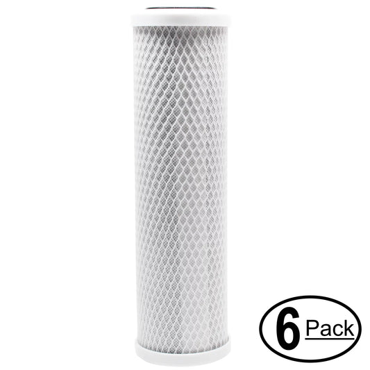 6-Pack Replacement for H2O Distributors H2O-RUS-100 Activated Carbon Block Filter - Universal 10 inch Filter for H2O Distributors H2O Single Housing Under Sink Filter - Denali Pure Brand