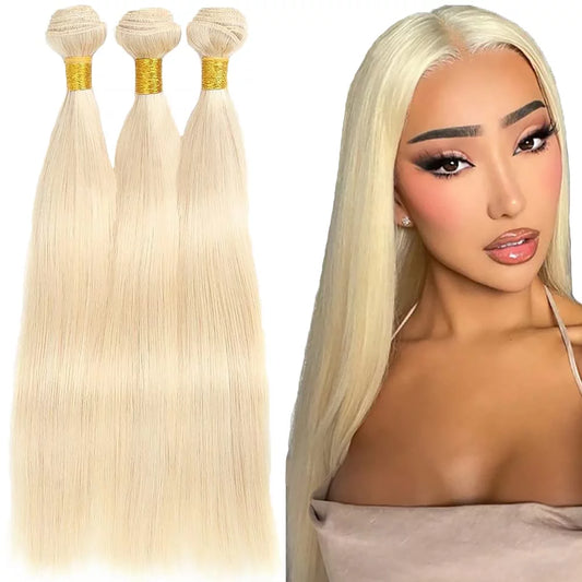 613 Honey Blonde Straight Human Hair 613 Bundles 22 22 22 Inch 8A Grade Unprocessed Brazilian Virgin Human Hair Extension 100 gram/pc Bundles