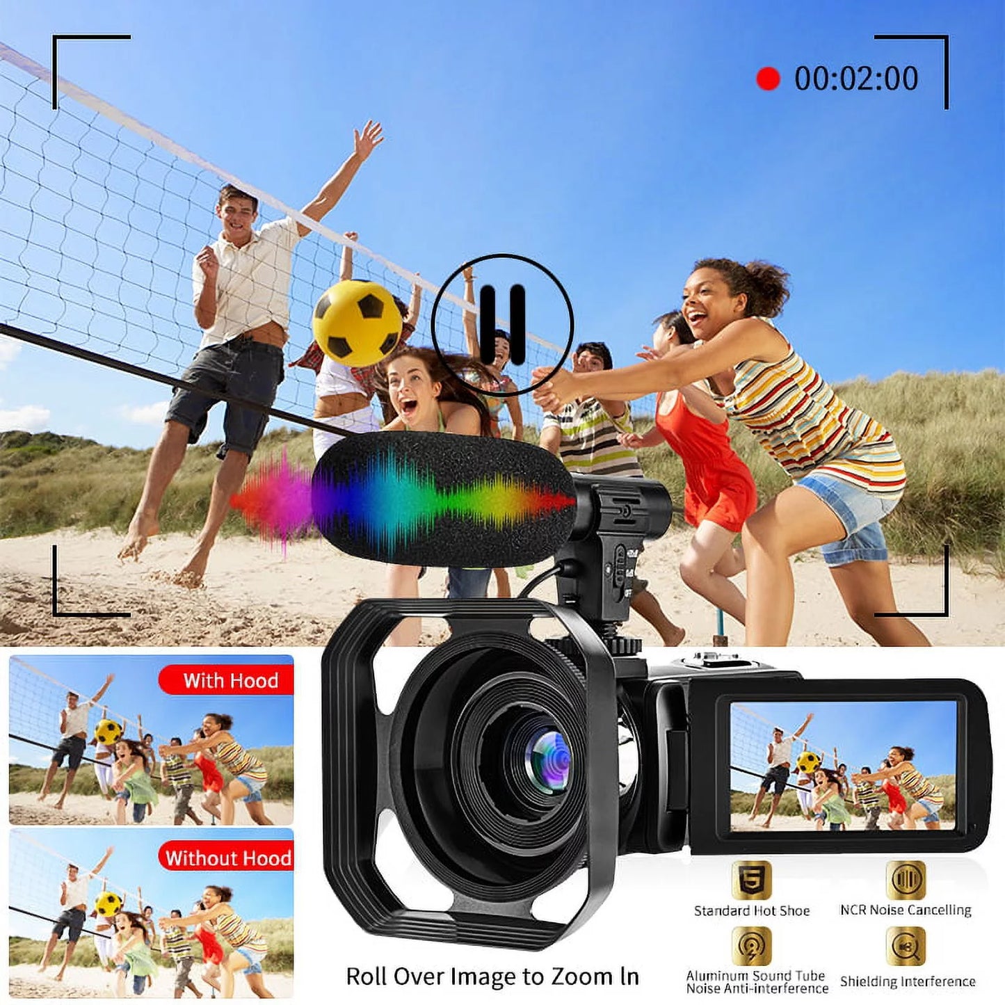 4K Camcorder Vlogging Camera for Youtube Ultra HD 48MP Video Camera with Microphone & Remote Control Wifi Digital Camera 3.0" IPS Touch Display